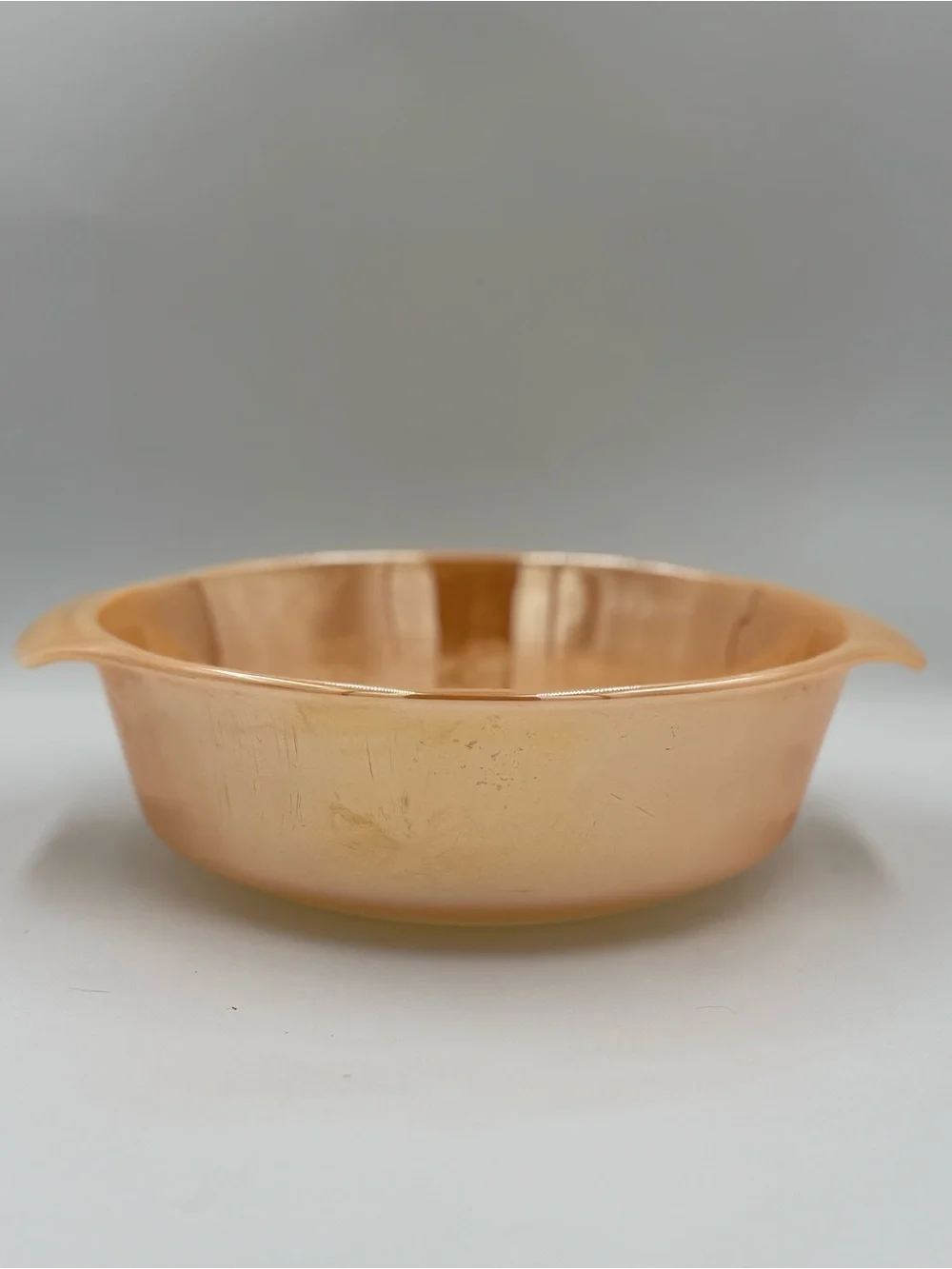 Vintage Anchor Hocking Peach Luster Casserole 1.5qt with Handles